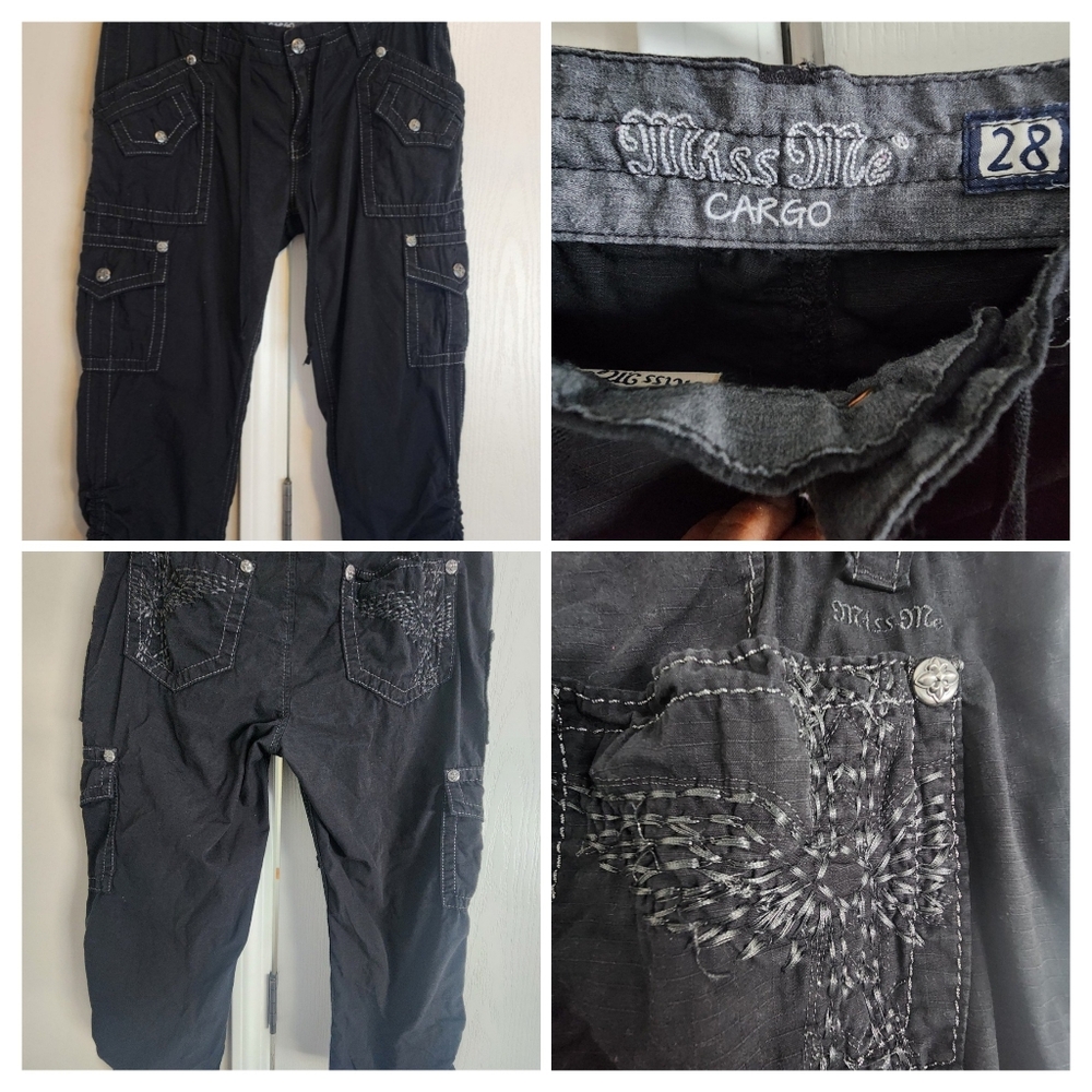 Miss Me Black Cargo Cropped Pants